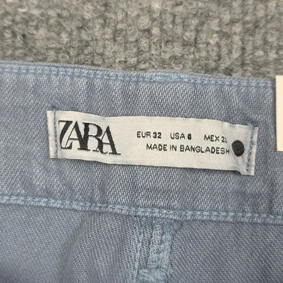Zara The Baggy Cargo Pant Women's 32 (USA 0) Gray-Blue Balloon Leg Mid Rise NWT - Picture 4 of 15